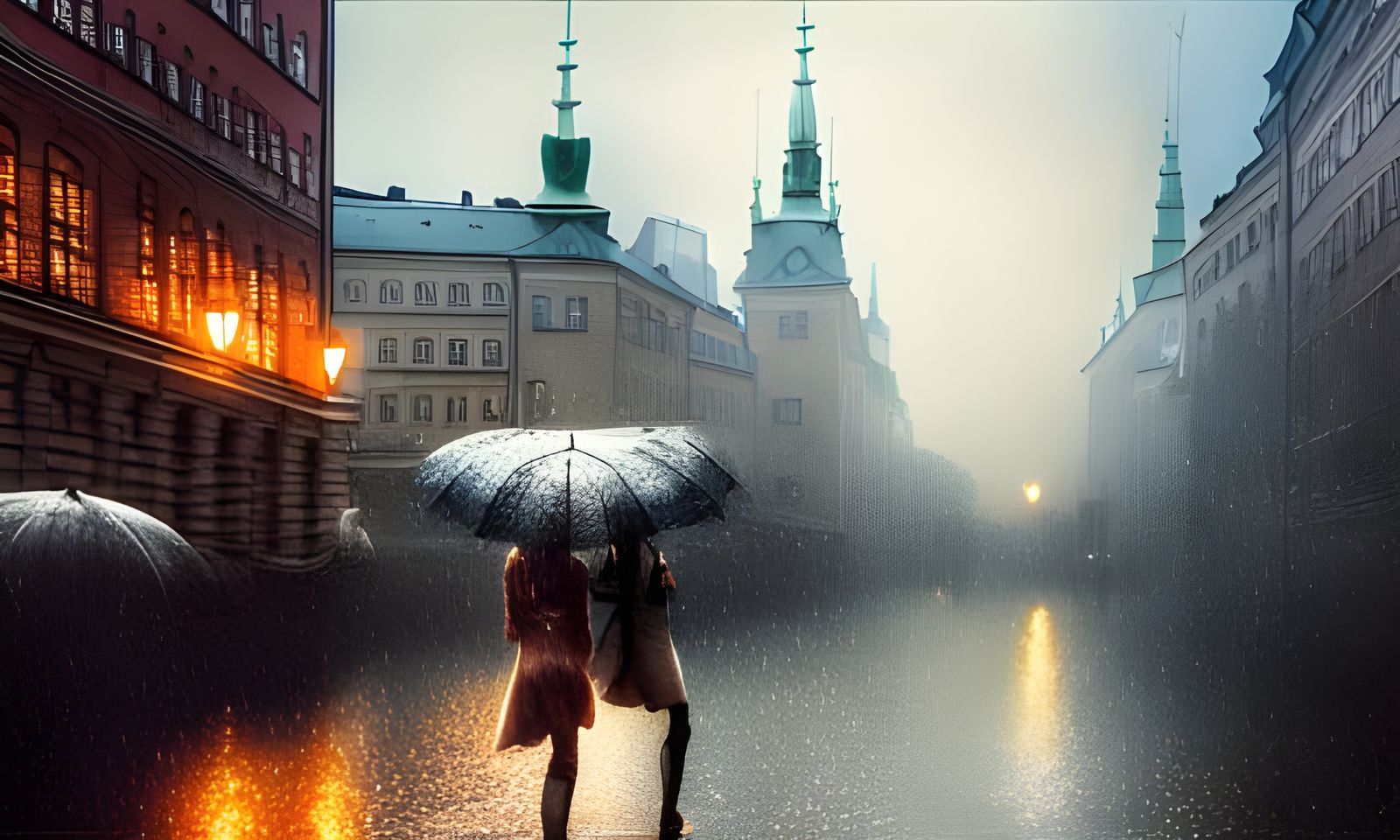 Magical Stockholm in Rain, Digital Art