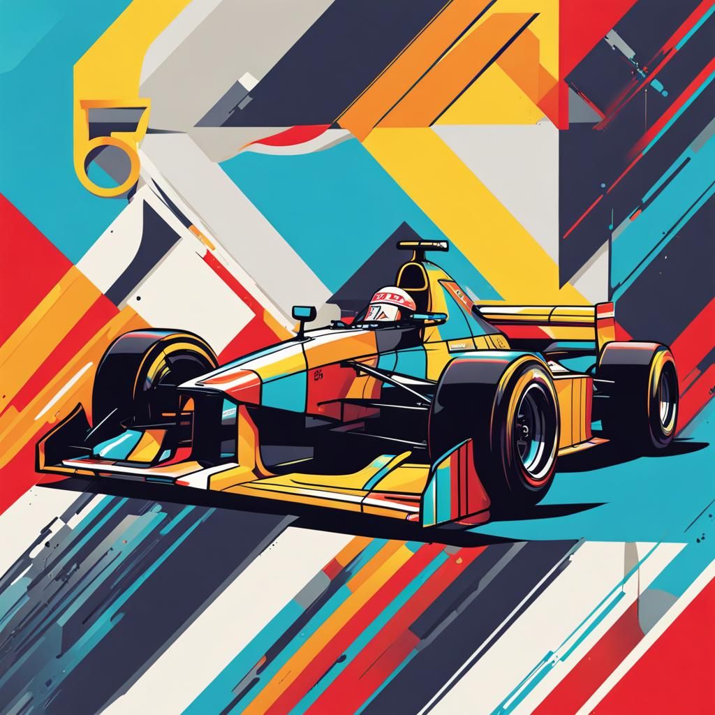 F1 Car Logo in Geometric Pop Art Style
