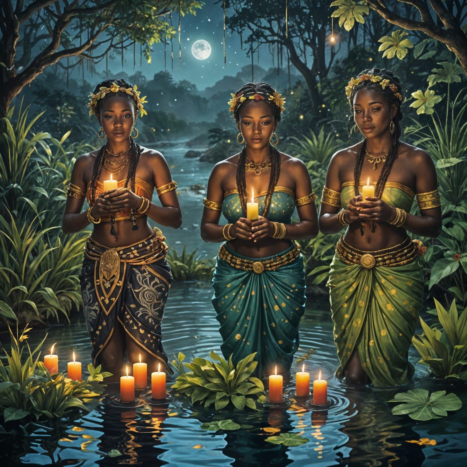 African woman holding a water ceremony