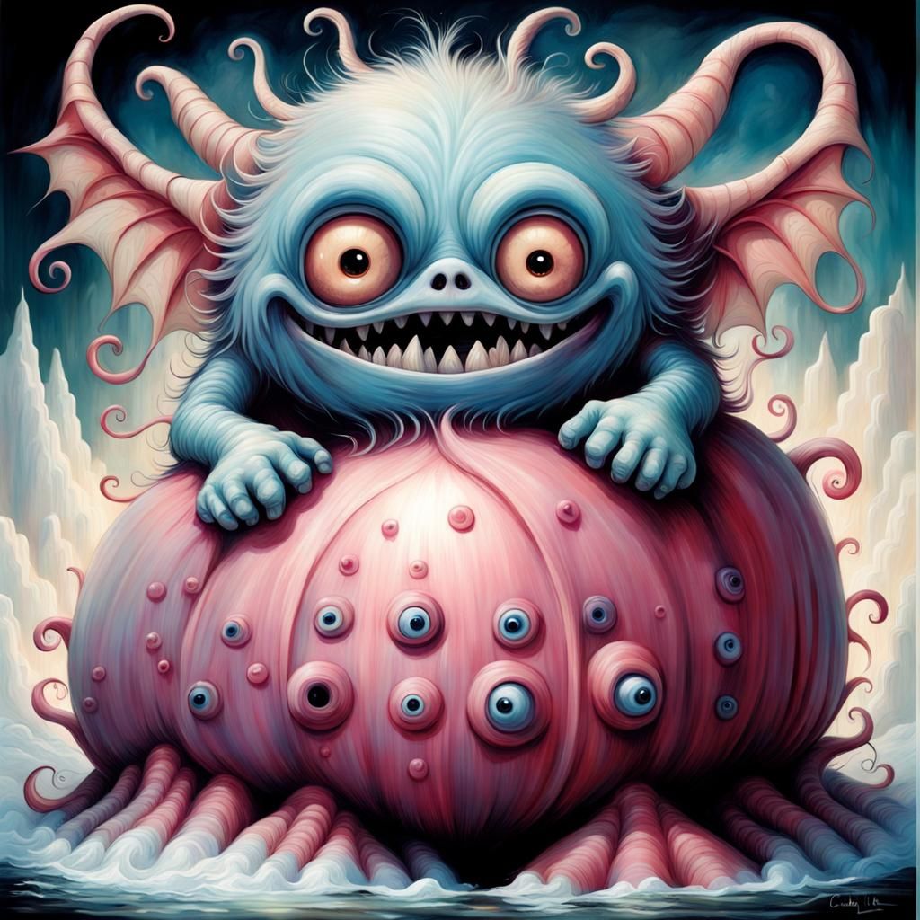 Cute Whimsical Monster in Dreamscape