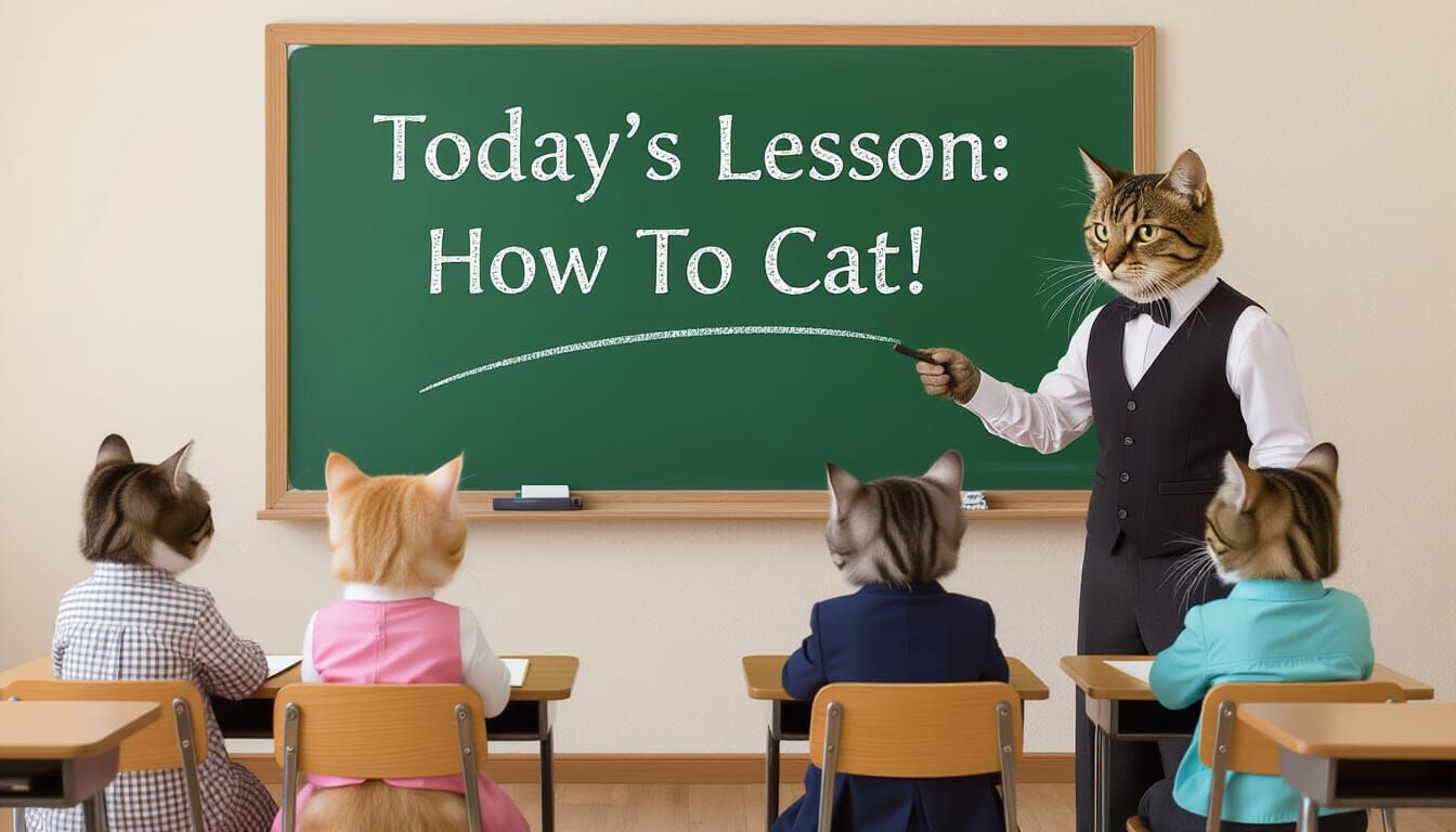 Anthropomorphic Kittens Learn How to Cat in Class