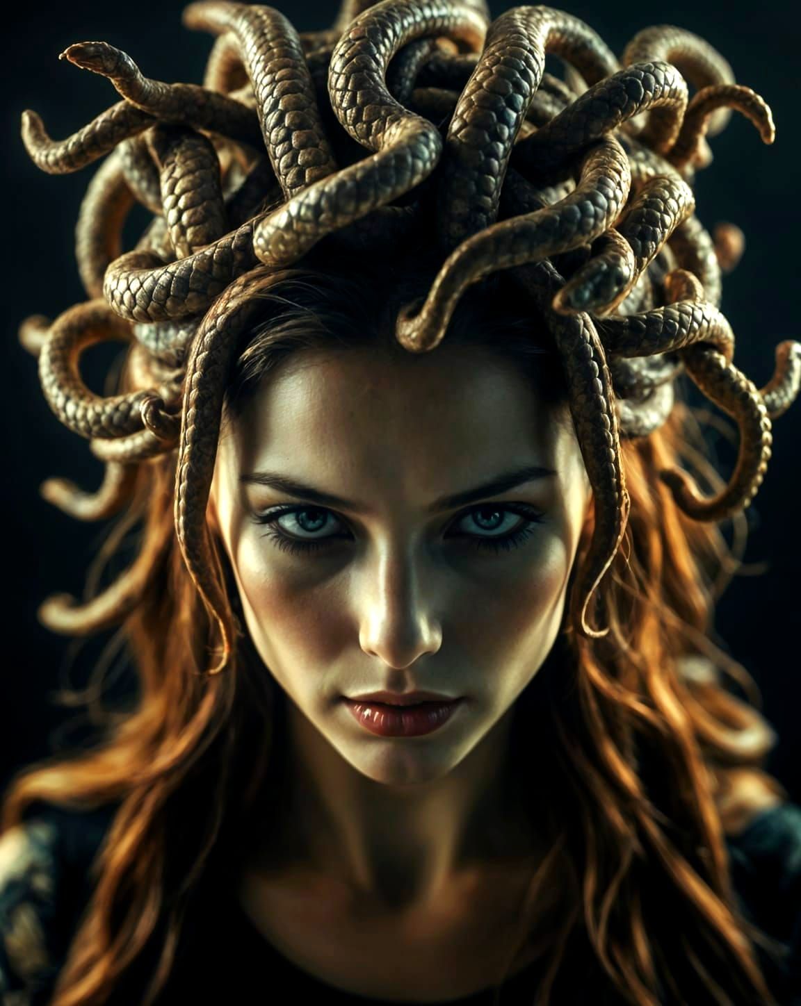 Gothic Goddess Medusa with Snakes as Hair