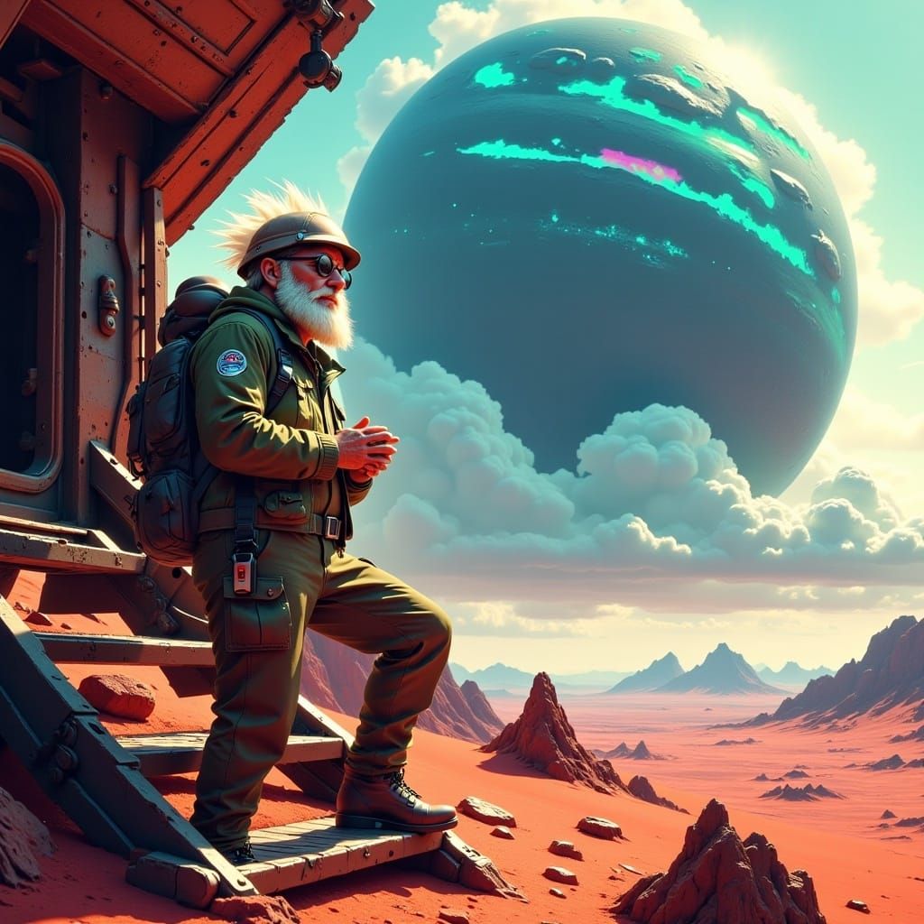 Geologist on Alien Planet in Sci-Fi Art Style