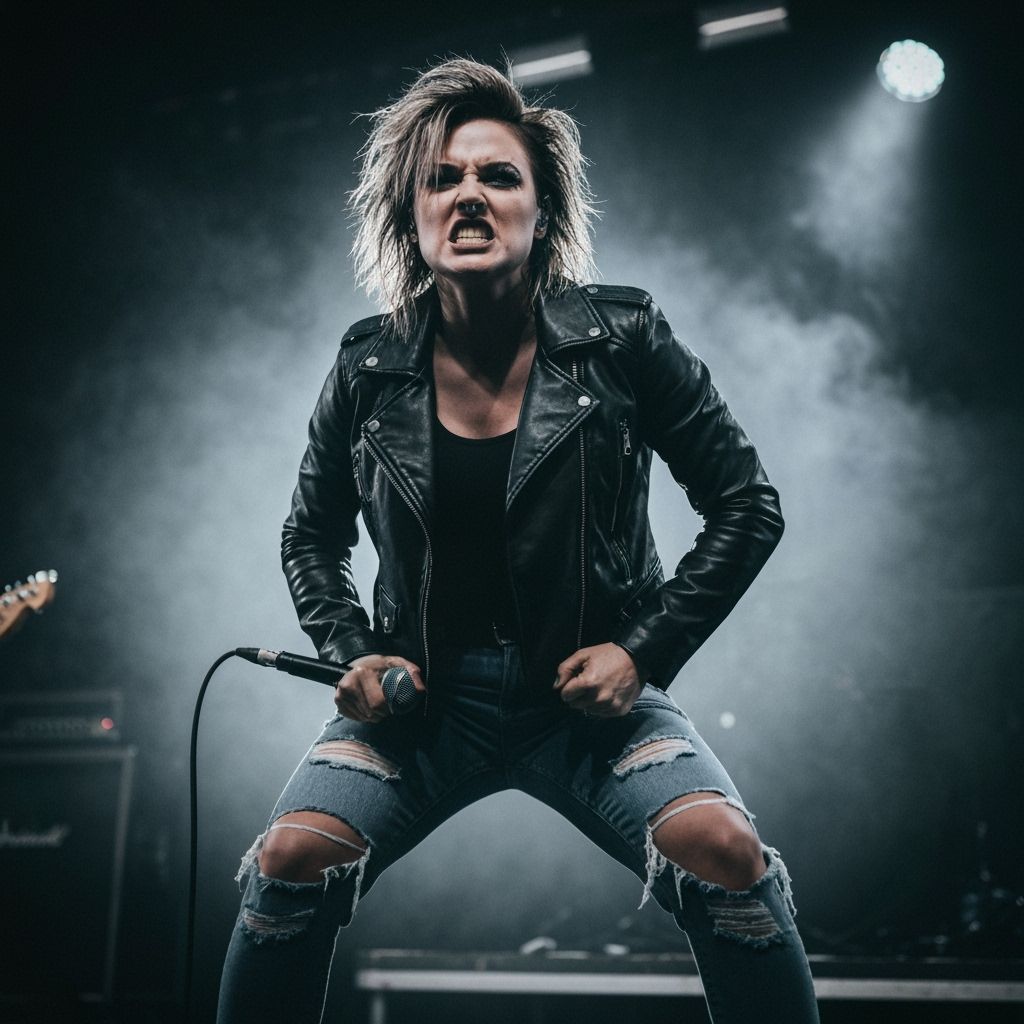 Female Rock Singer Performing Live on Stage