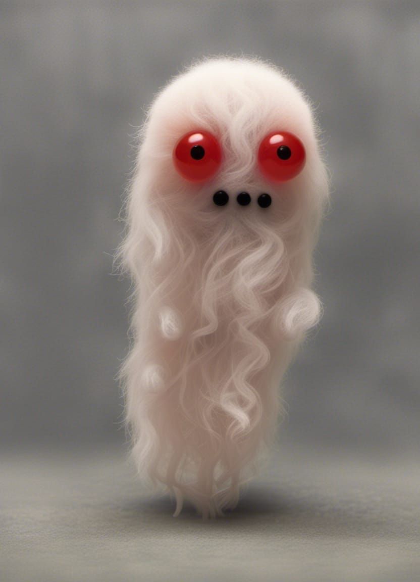 Adorable Fuzzy Ghost in Gothic Horror Style