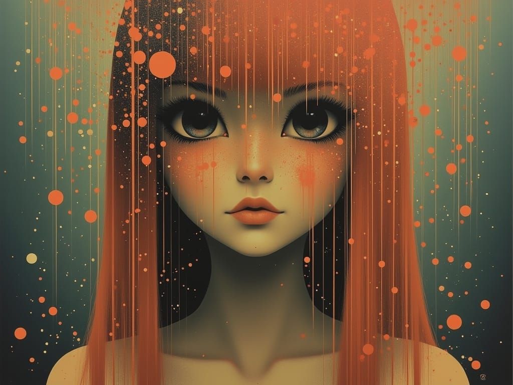 Surreal Portrait of a Red-Haired Girl in a Pensieve