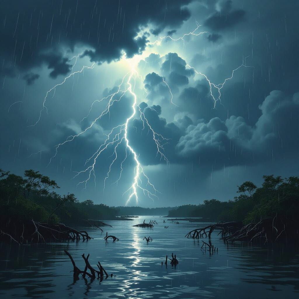 Dramatic Sundarbans Mangrove Storm Unleashes Lightning