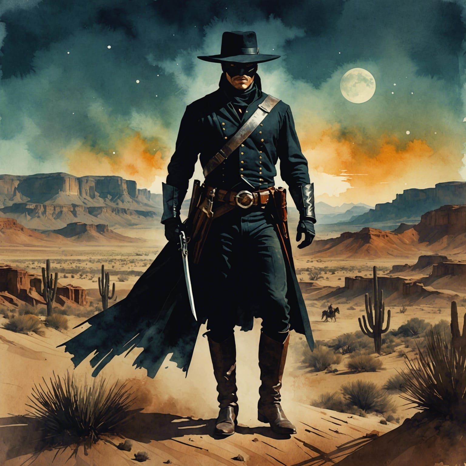 Zorro Portrait in Mexican Desert Landscape