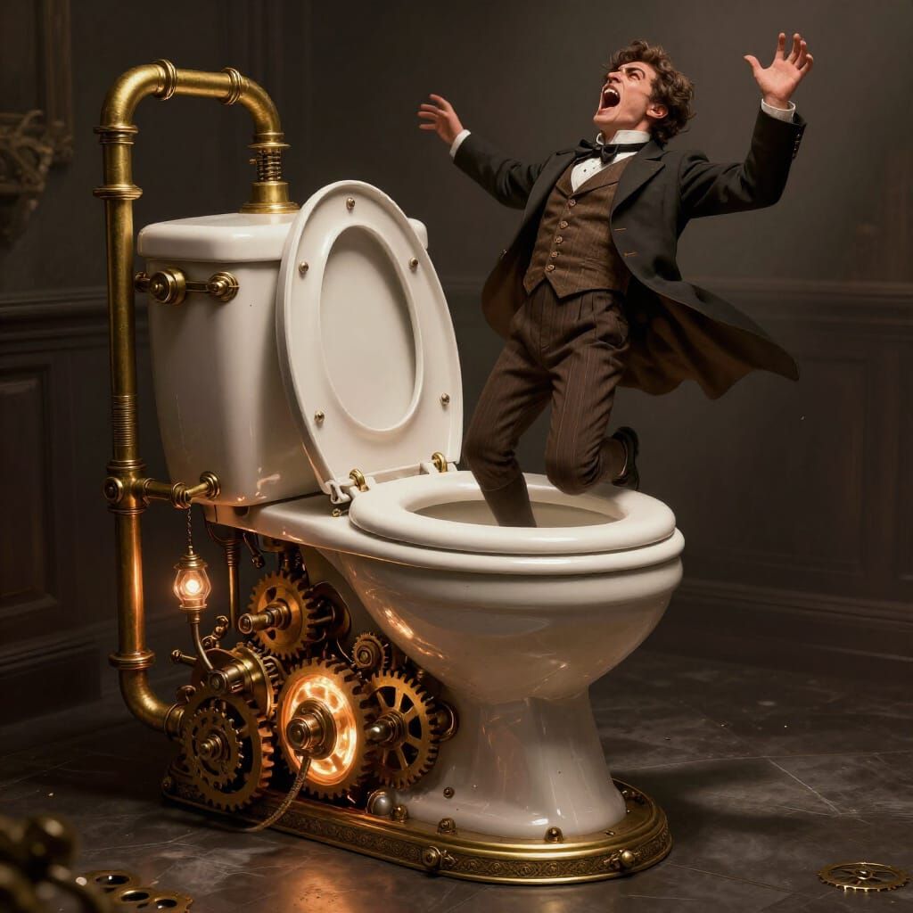 Steampunk Toilet Ejects Terrified Victorian Person
