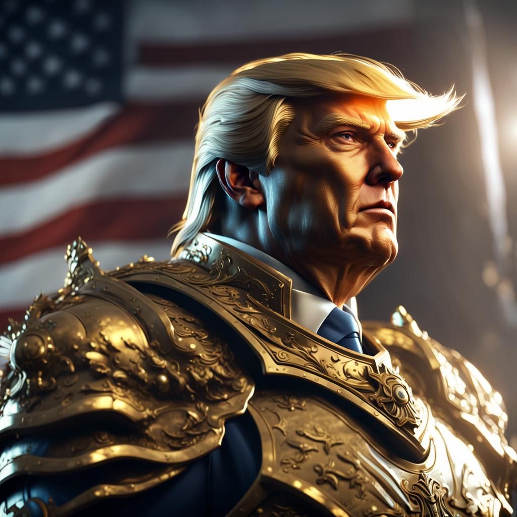 Emperor Trump in Gold Armor: 3D Game Art
