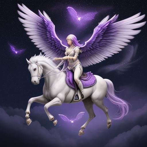 Star-Winged Pegasus Soaring Through the Night Sky