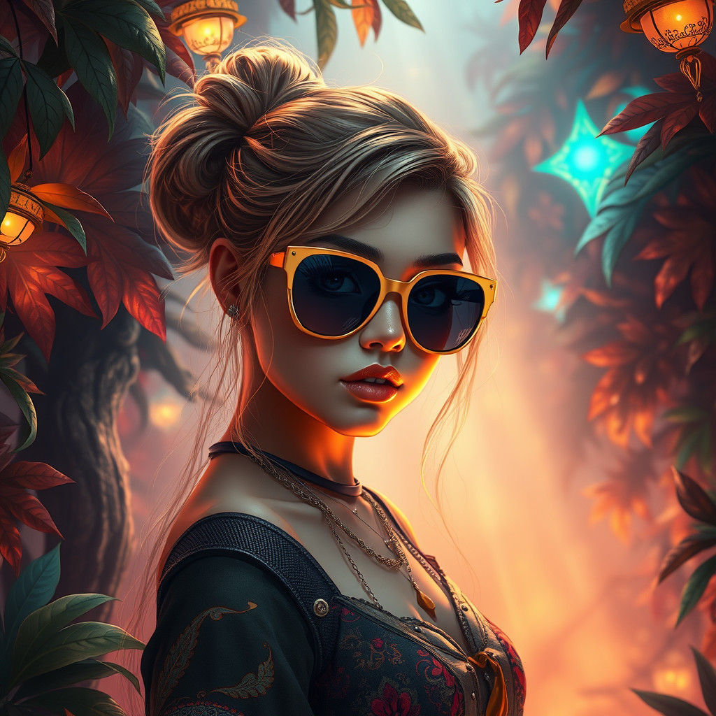 Woman in Sunglasses: Dreamlike Fantasy Concept Art