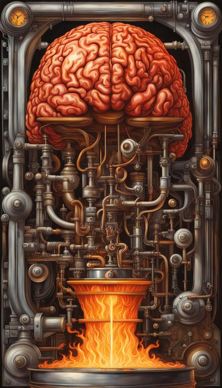 Liquid Brain Dripping from Mechanical Skull