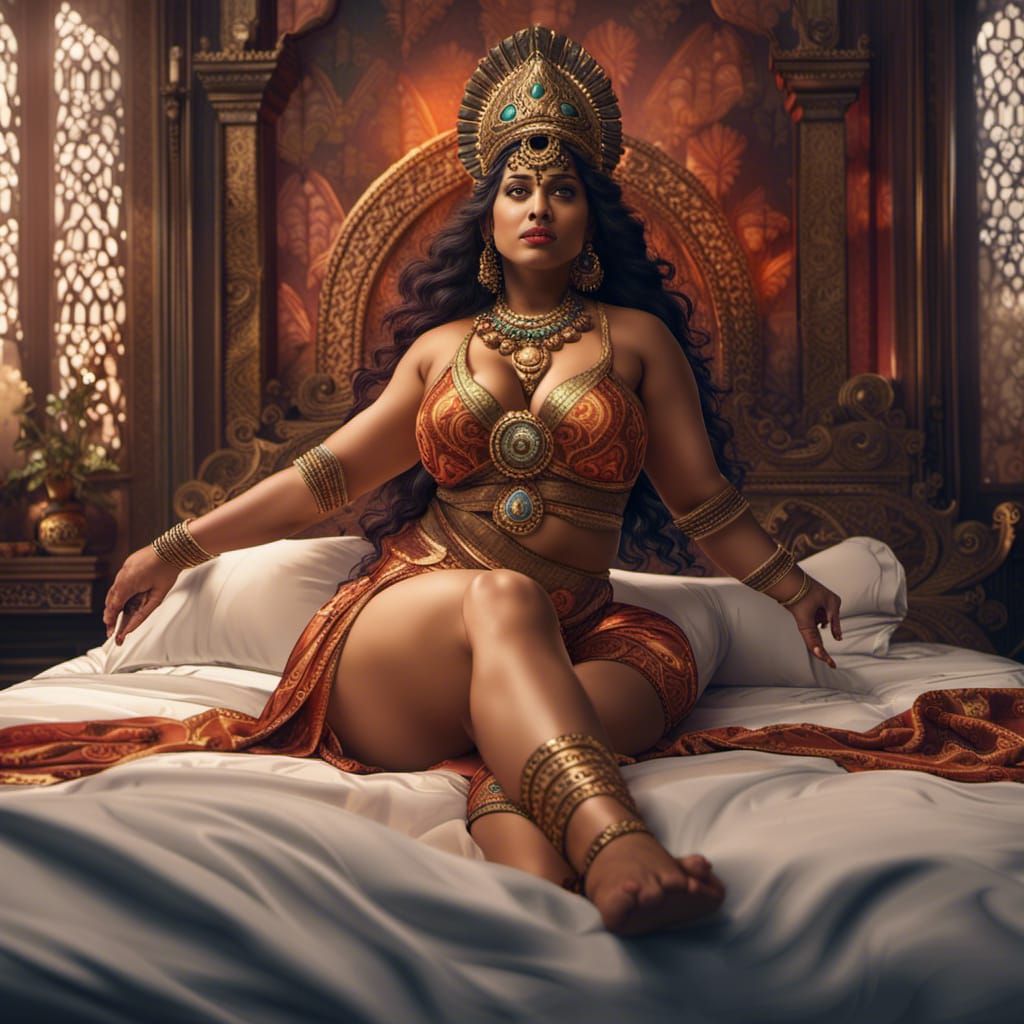 Indian Goddess in Satin Shorts: Fantasy Concept Art