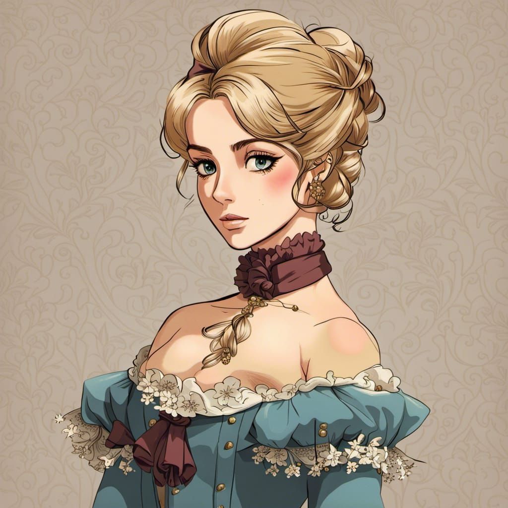 Regency Woman in Anime Style
