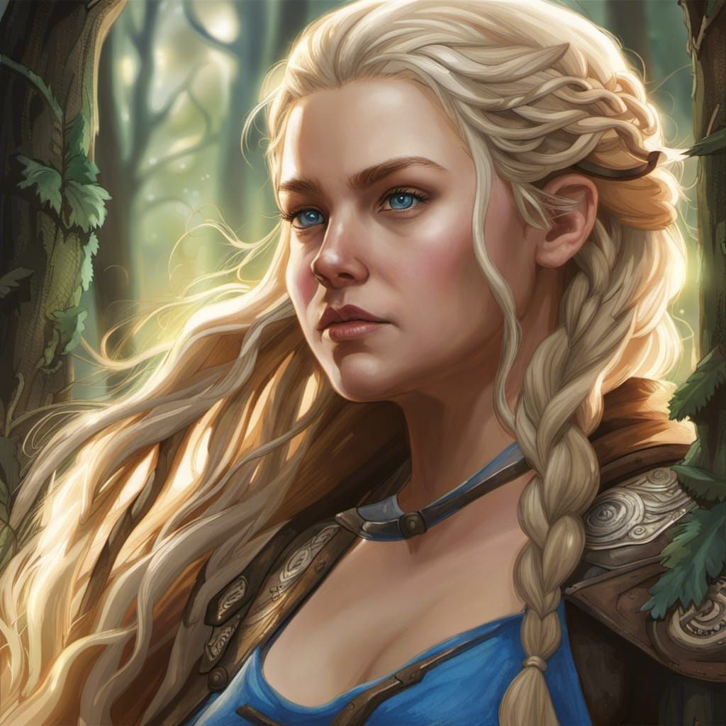 Hobbit Woman Hunter in a Colorful Forest