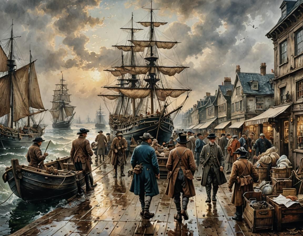 Merchant Sailor's Life in the 1700s: Watercolor Style