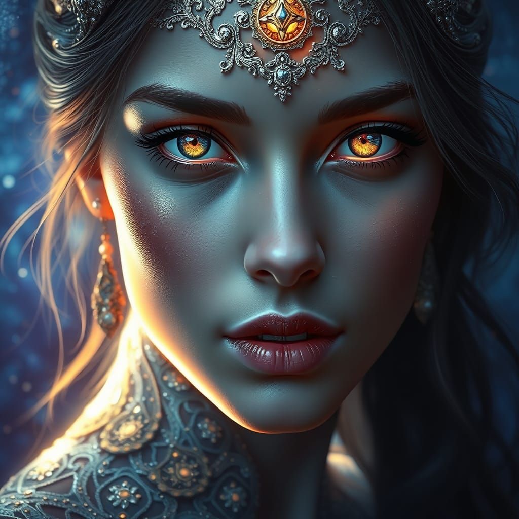 Ethereal Woman with Filigree in Fantasy Style