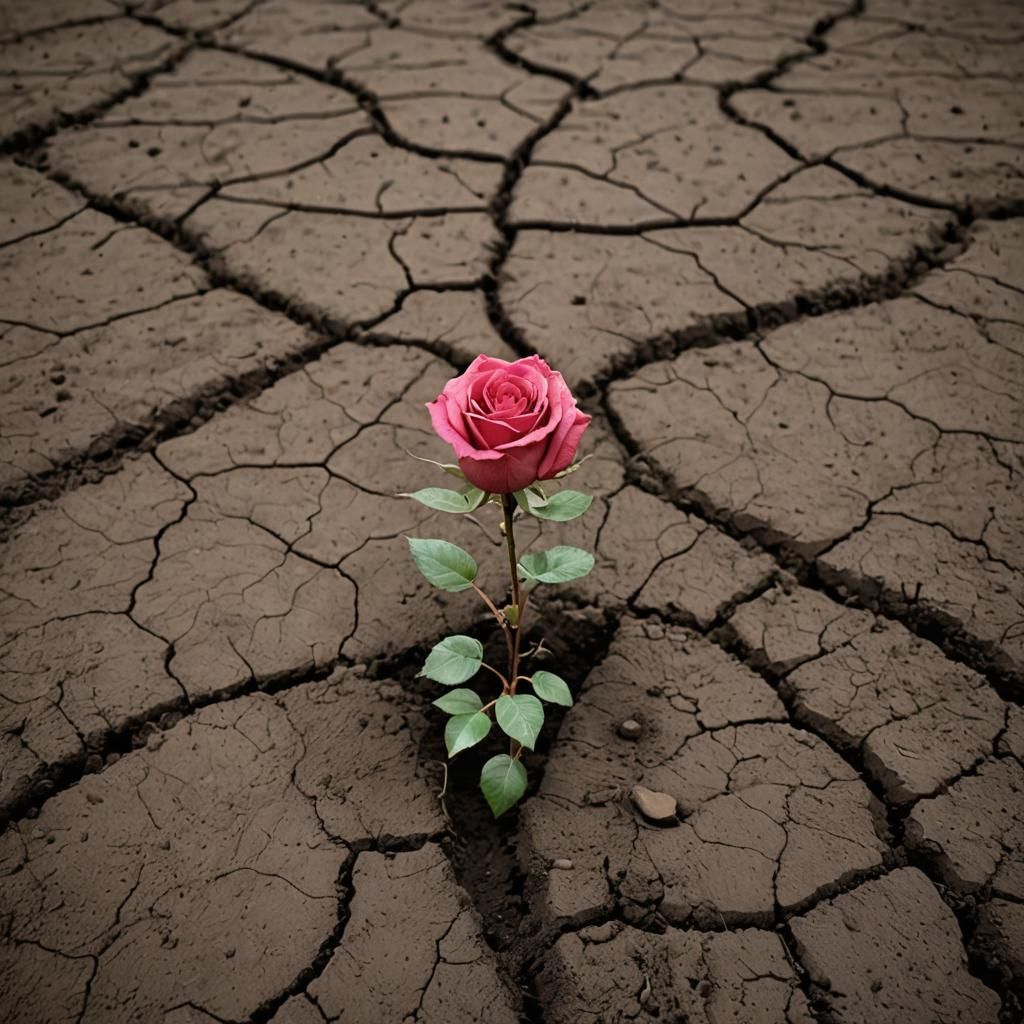 Surreal Rose Emerges From Soil