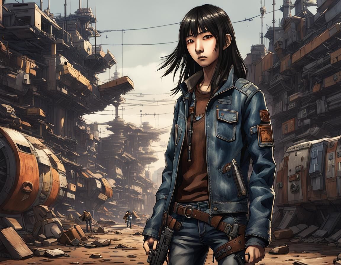 Post-Nuclear Gunfighter in Anime Comic Style