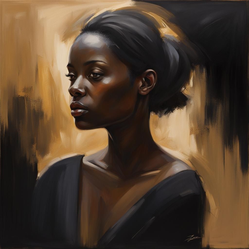 Brushstroke Portrait of Woman in Golden Light