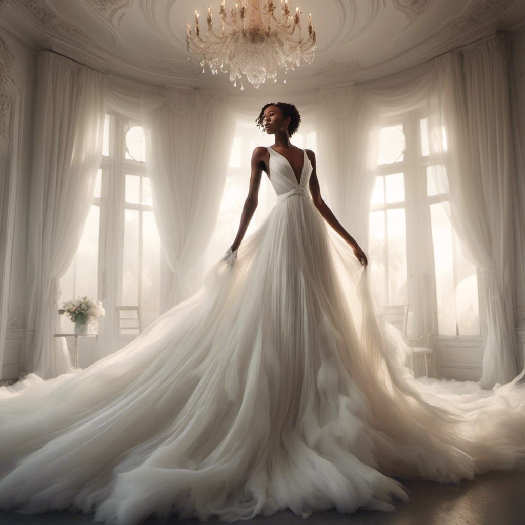 Ethereal Joy in White Room: Digital Matte Painting