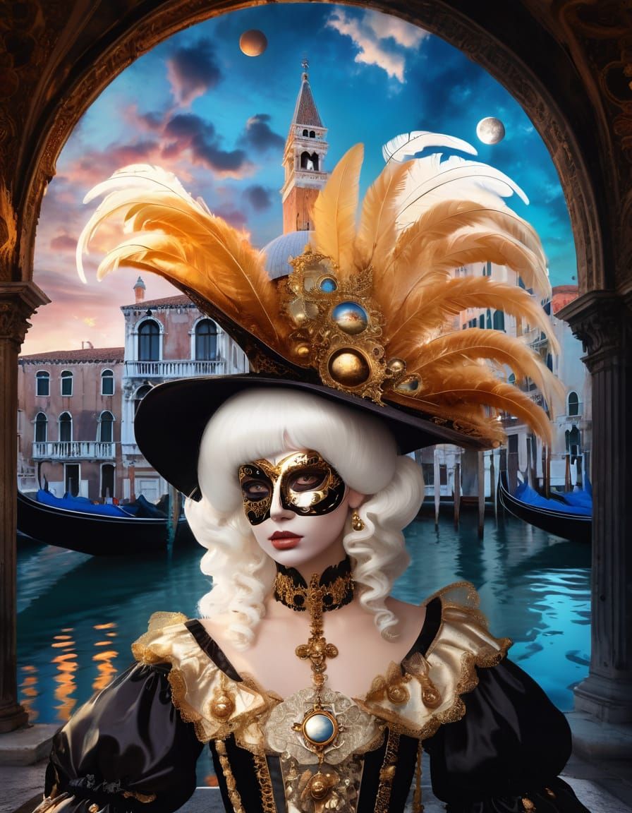 Ethereal Rococo Vision of Venice Carnival