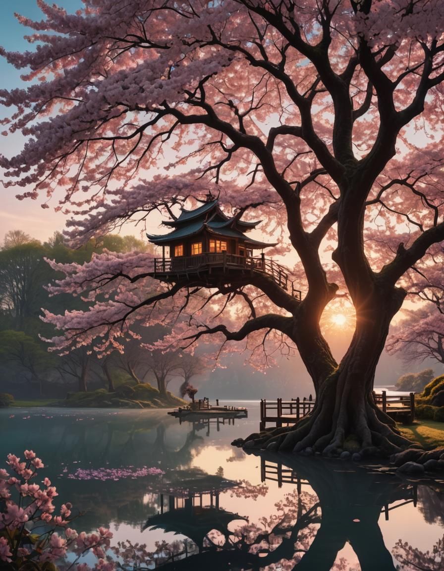 Cherry blossom treehouse
