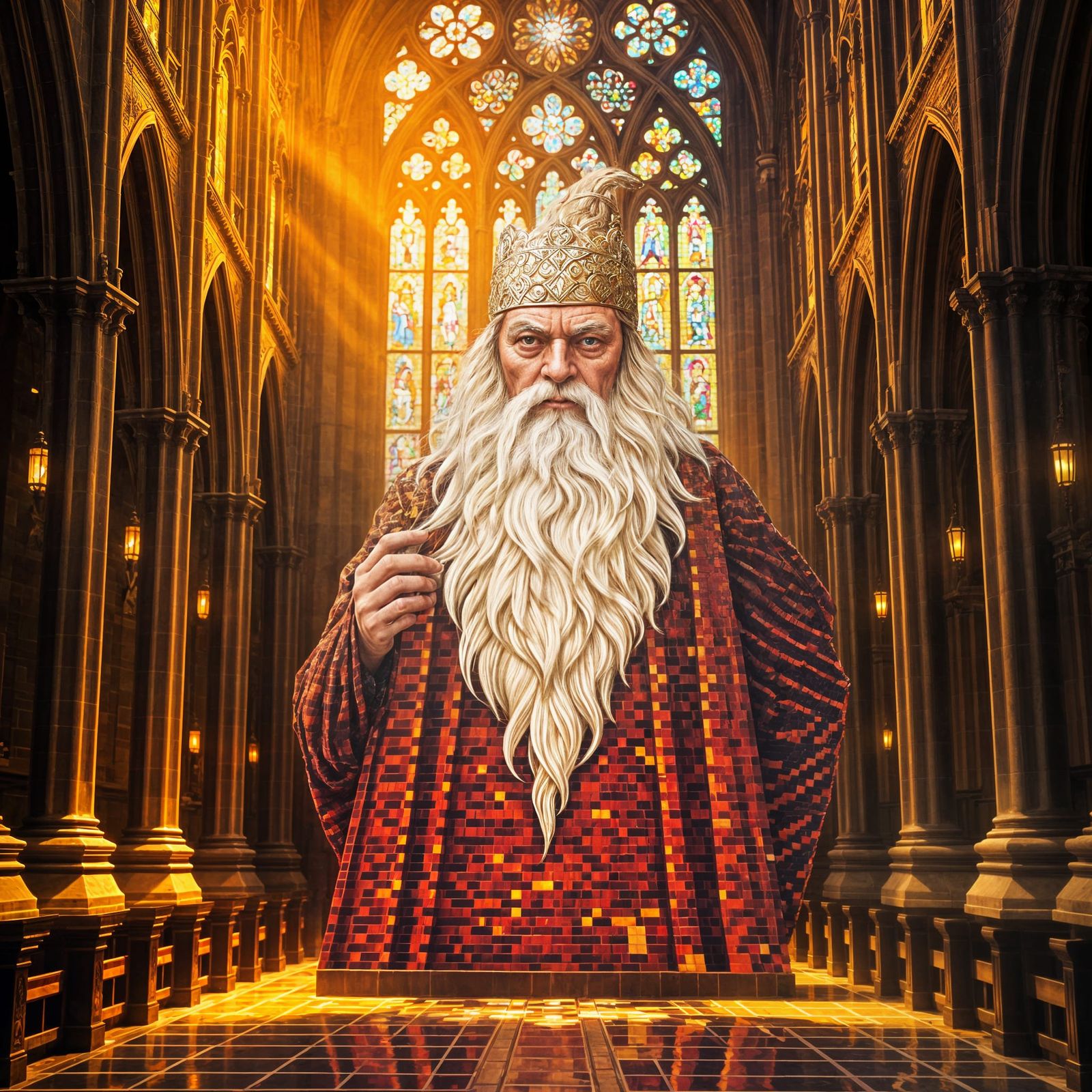 Gandalf as Divine Cathedral Pixel Art