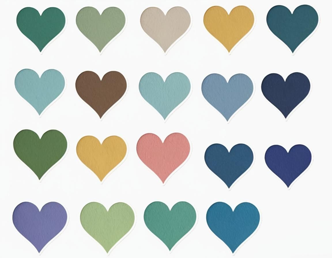 Pastel 3D Decorative Hearts in Expressionist Style