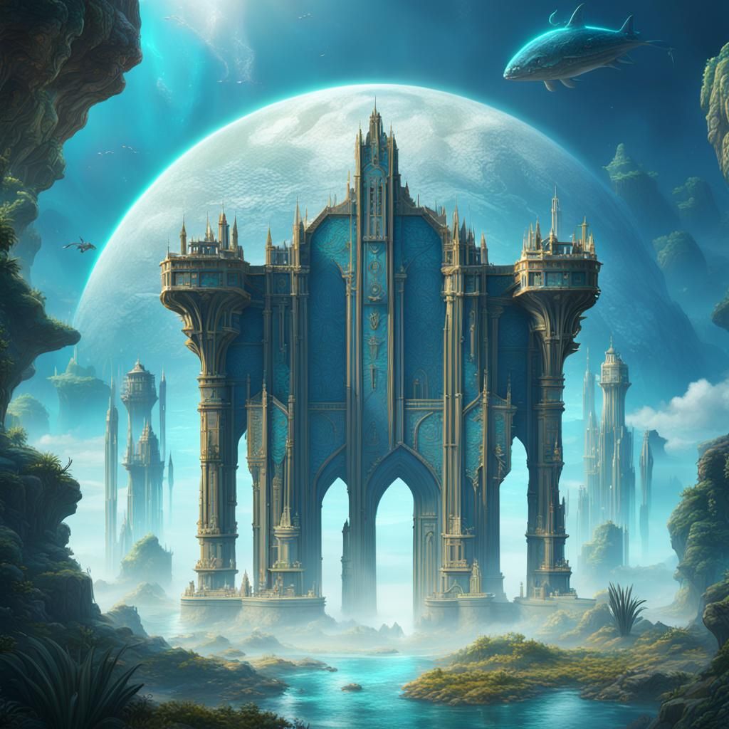 Atlantis Entrance: Detailed Matte Painting in Deep Color