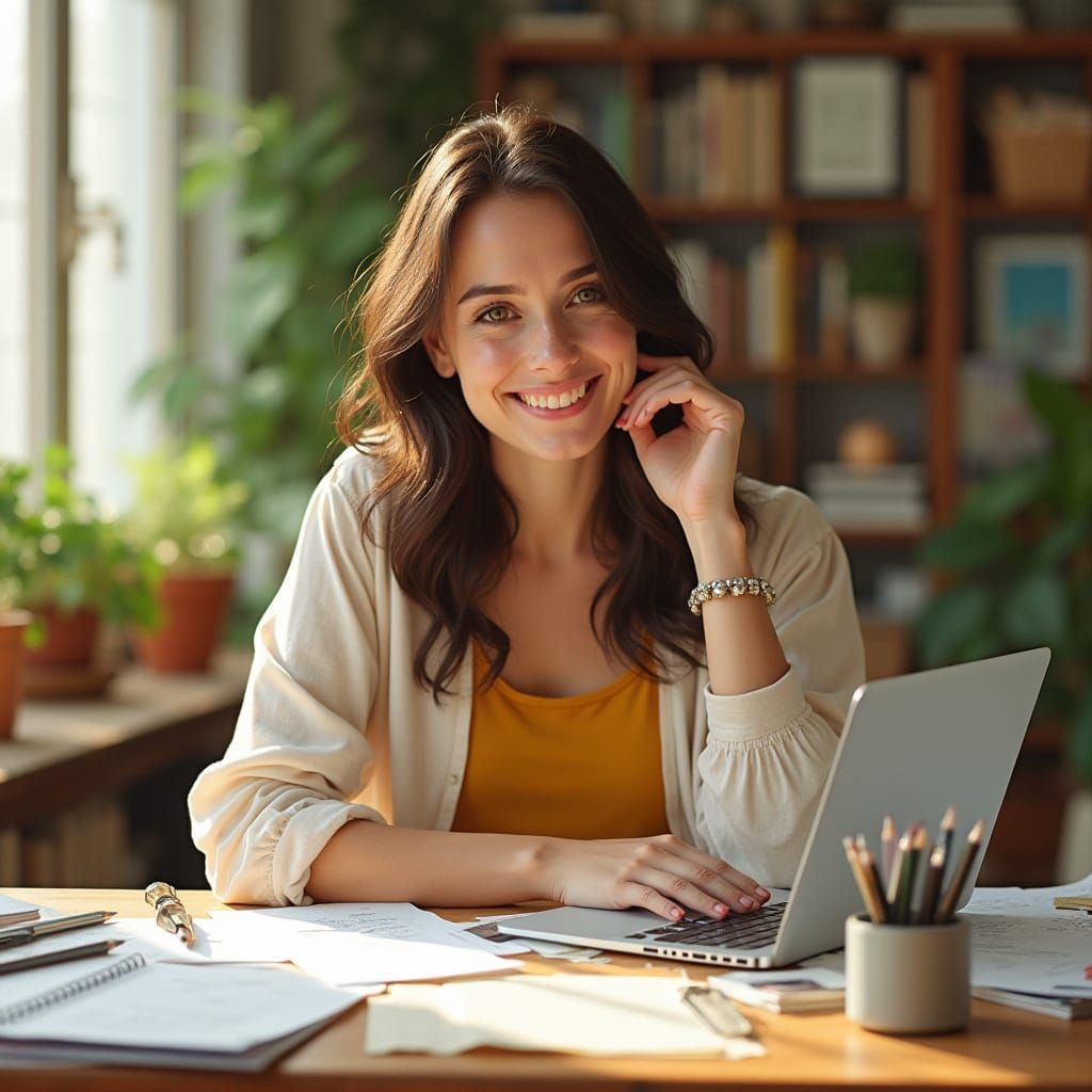 Confident Freelancer in Cozy Home Office