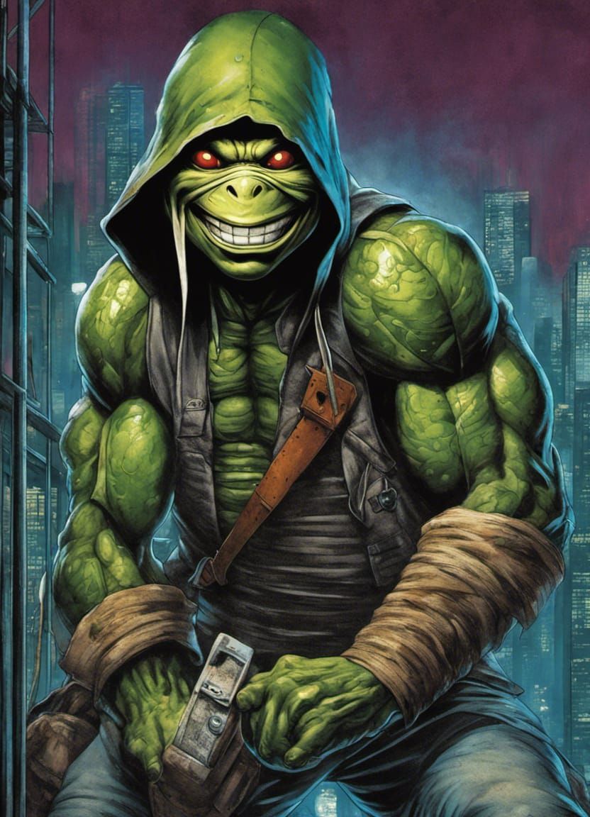 Eerie TMNT Portrait in Comic Book Style