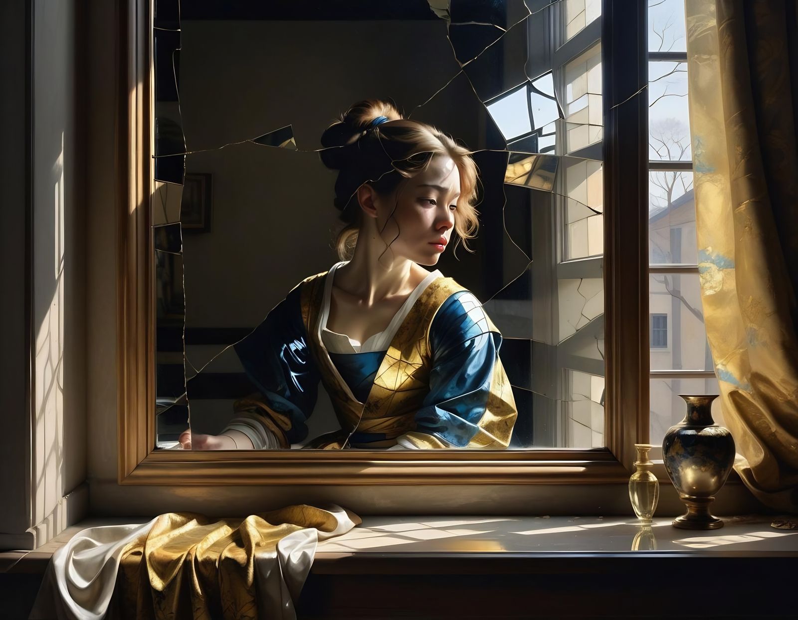 Cracked Mirror Reflections in Baroque Lighting