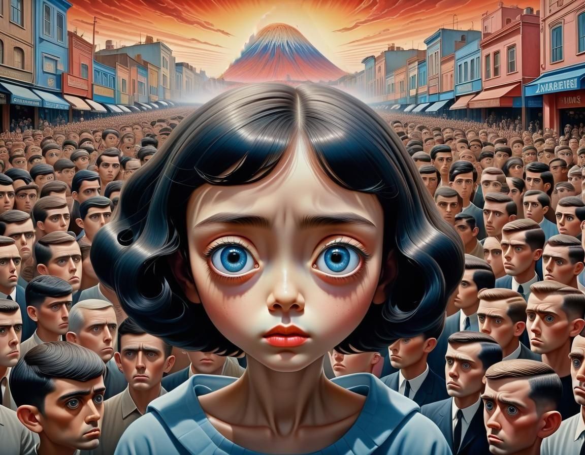 Surreal Portrait of Woman with Big Eyes