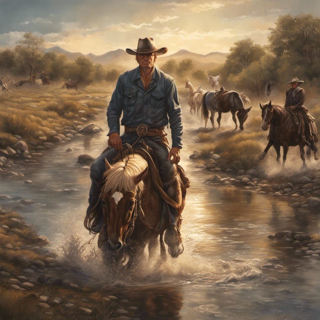 Old West Cowboys and Cattle Muster Portrait