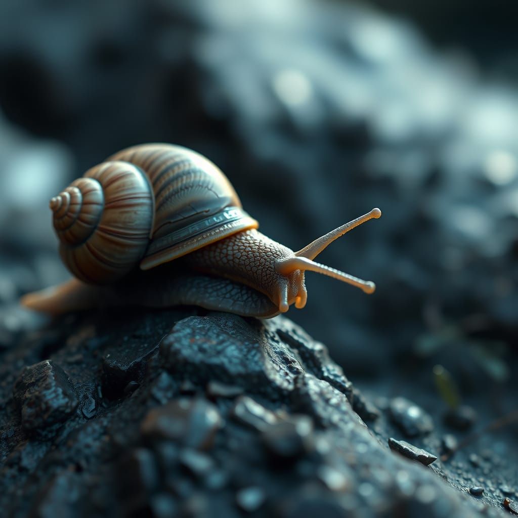 Snail on Rock: Detailed Fantasy Matte Painting
