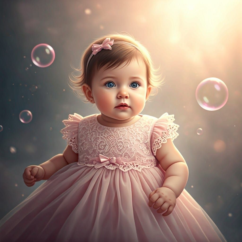 Dreamy Baby Girl in Whimsical Pink Haven