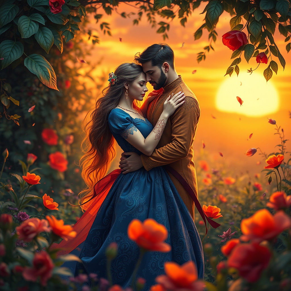 Enchanted Embrace in a Dreamlike Landscape