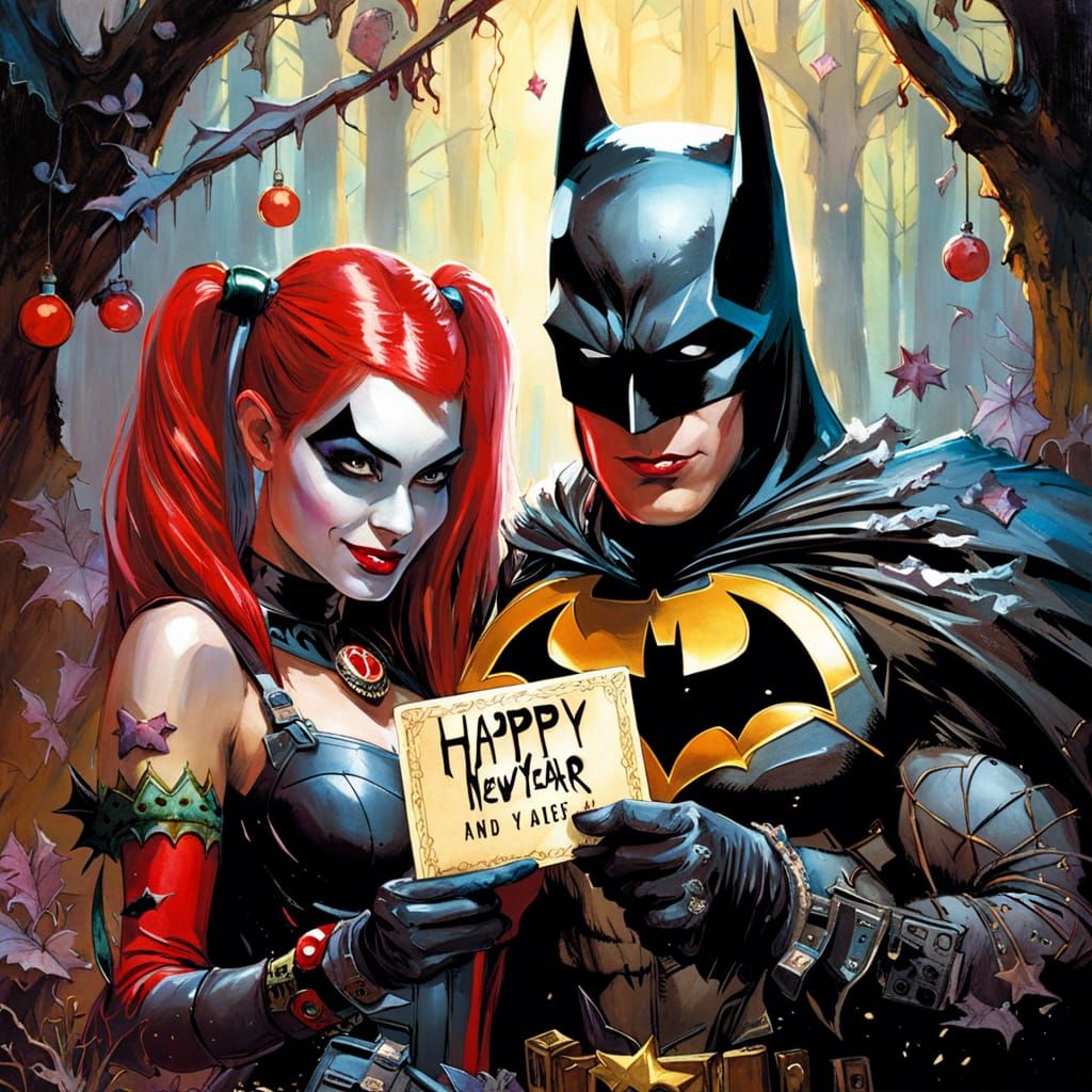 Batman and Harley Quinn Celebrate New Year