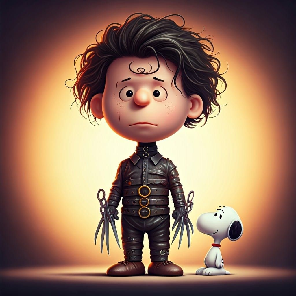 Charlie Brown as Edward Scissorhands in Chibi Style