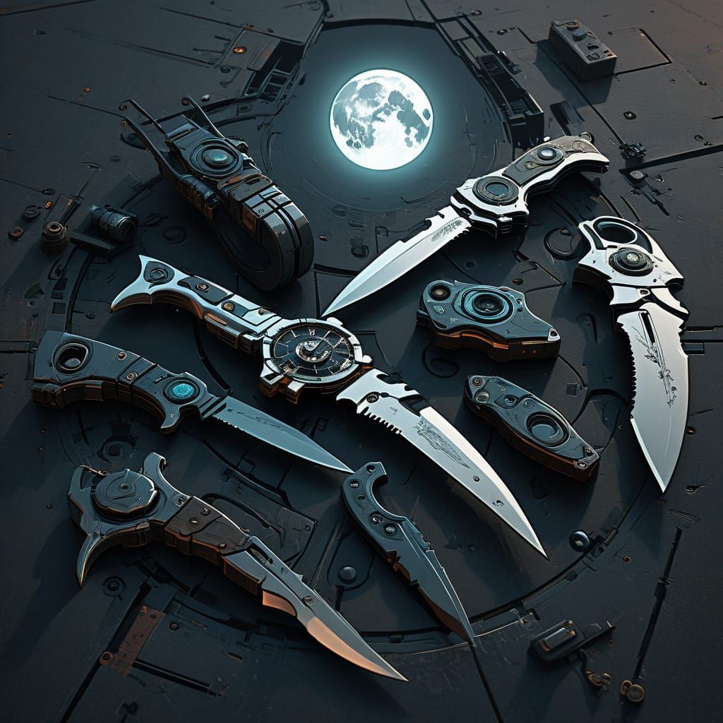 Moonlit Knives in Futuristic Style