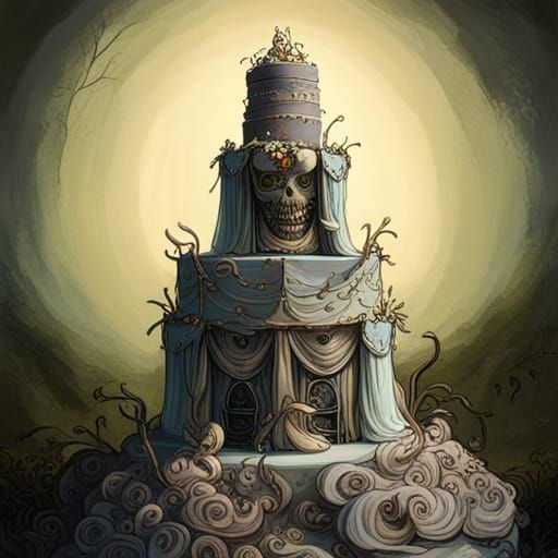 Horror Wedding Cake in Gustave Doré Style