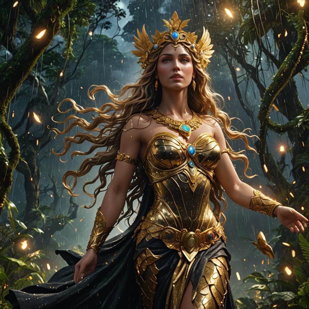 Aphrodite in Amazon Rainforest: Hyperrealistic Matte Paintin...