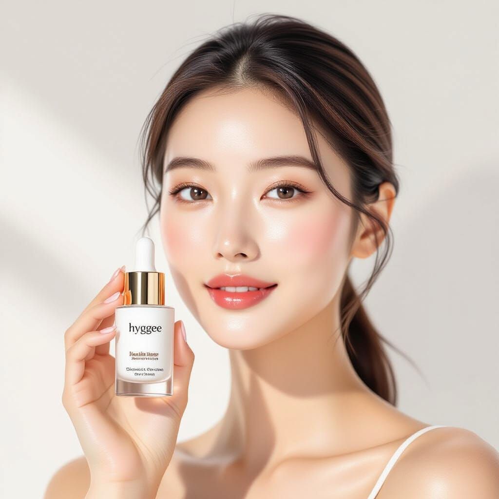 Pure Asian Woman With Hyggee Serum After Washing Face