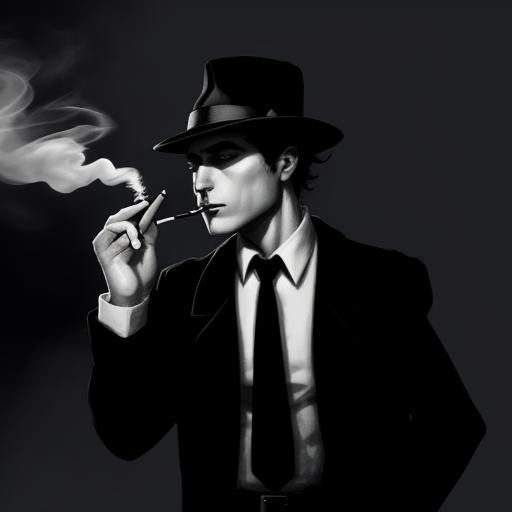 Film Noir Detective Smoking at Night