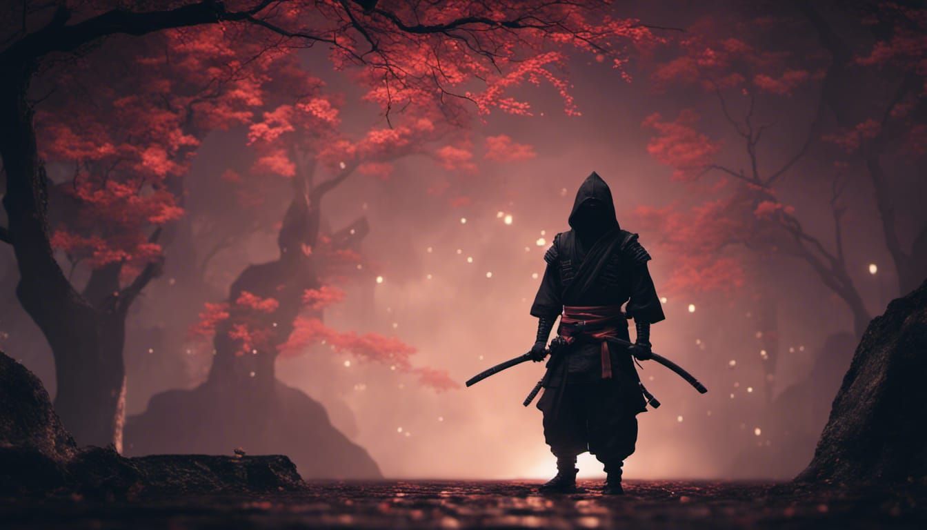 Night Ninja in Shadows: 3D Cinematic Rendering