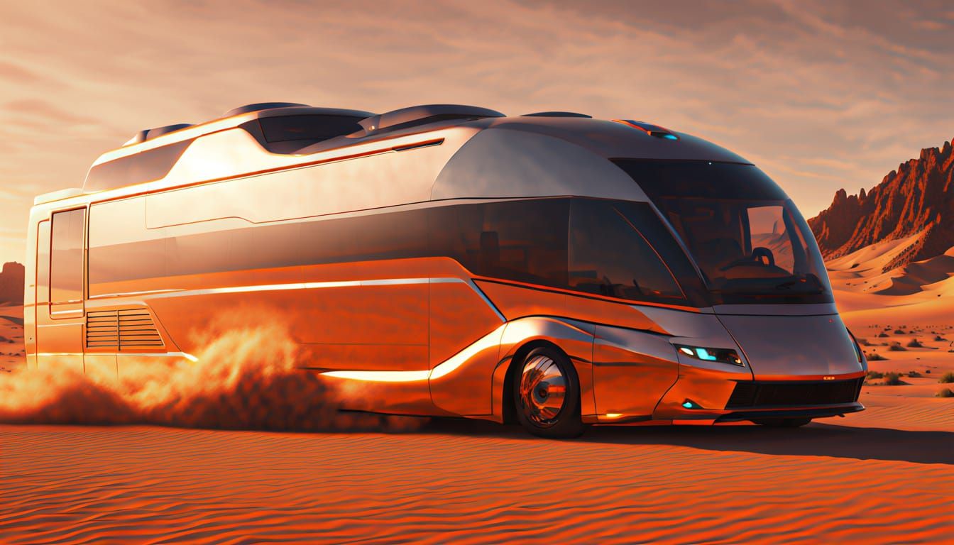 Science Fiction Overland Yacht HGV in the Desert