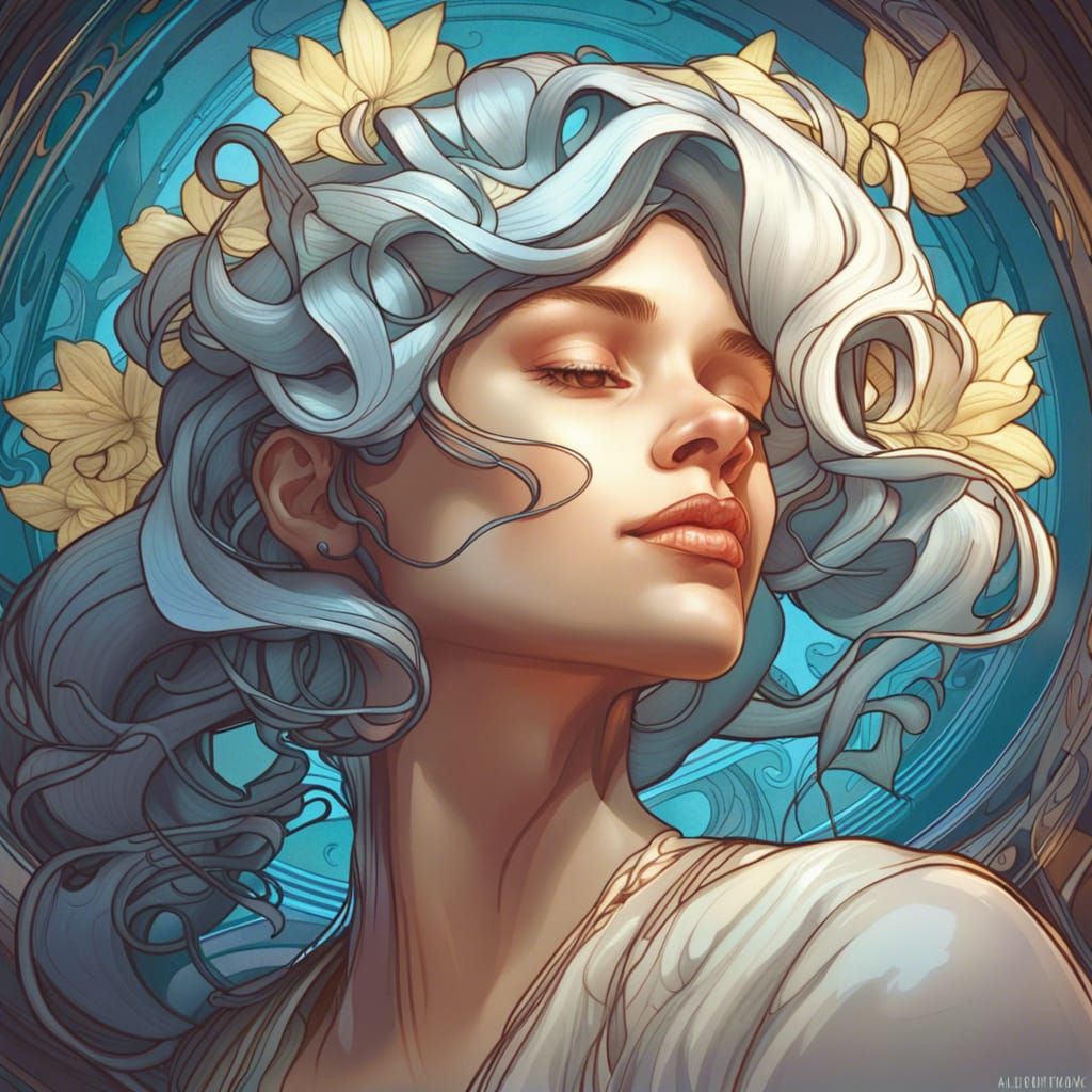 Art Nouveau Portrait of Chicory as Acid Betty