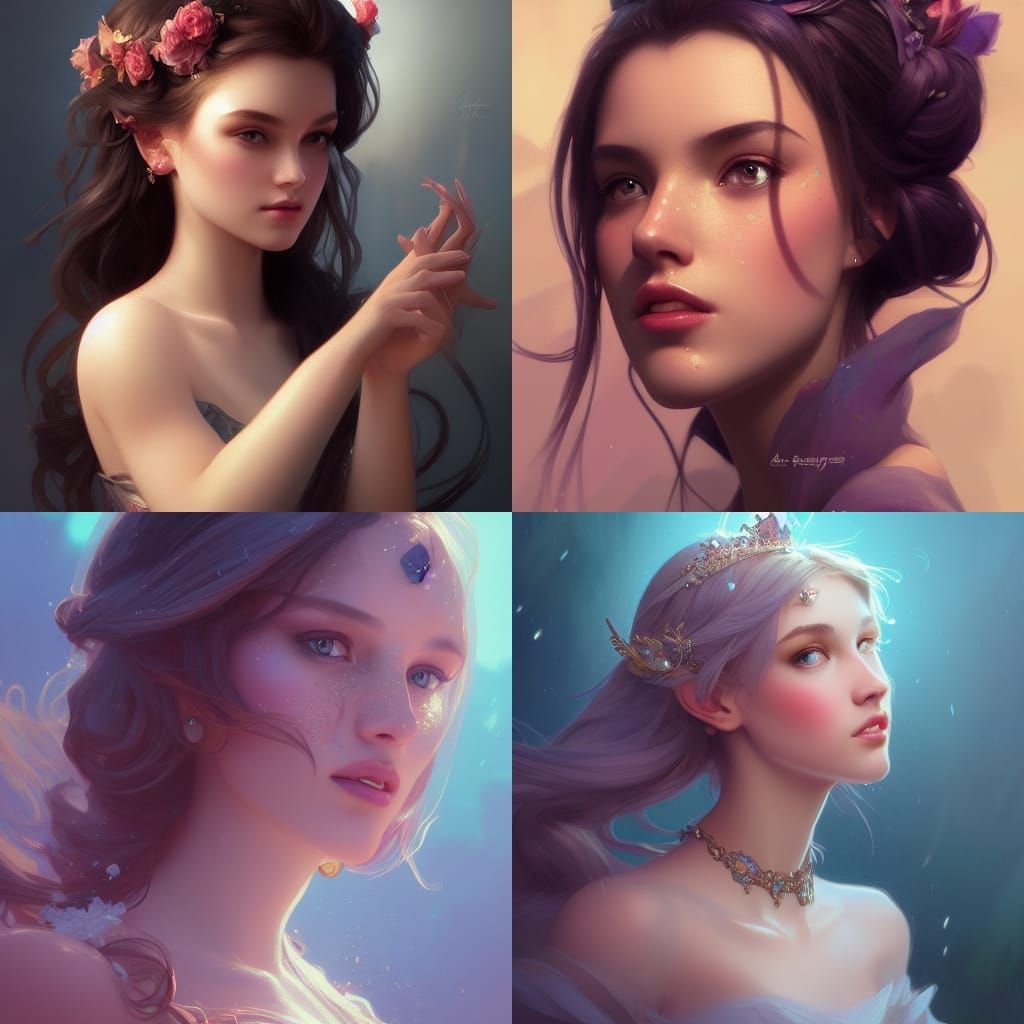 Detailed Princess Portrait in Art Nouveau Style